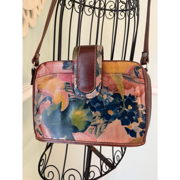 OZ Orifaz Argentine Brown Floral Cross Body Bag Leather Retro Vtg Y2k Artsy - Picture 3 of 11